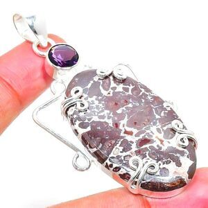 Womens 925 Coconut Jasper Amethyst Pendant Only